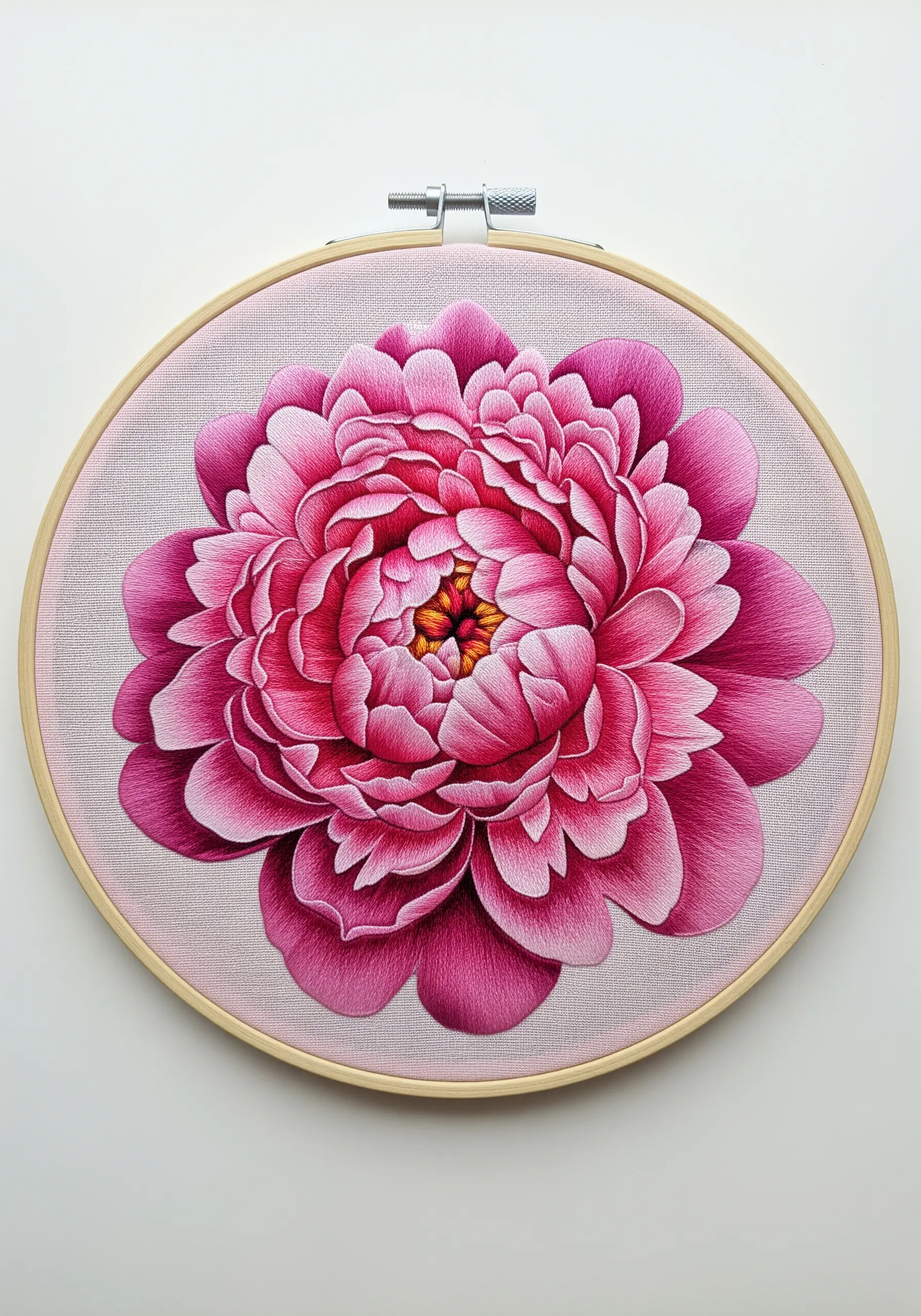 A close-up of a vibrant pink peony with exceptionally smooth color blending.