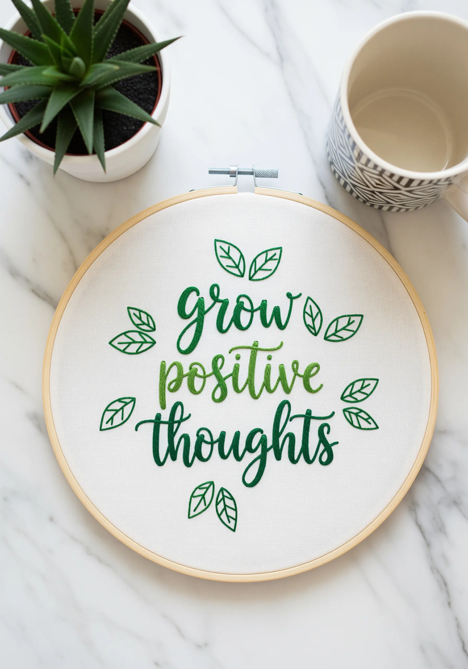 An embroidery hoop with the quote 