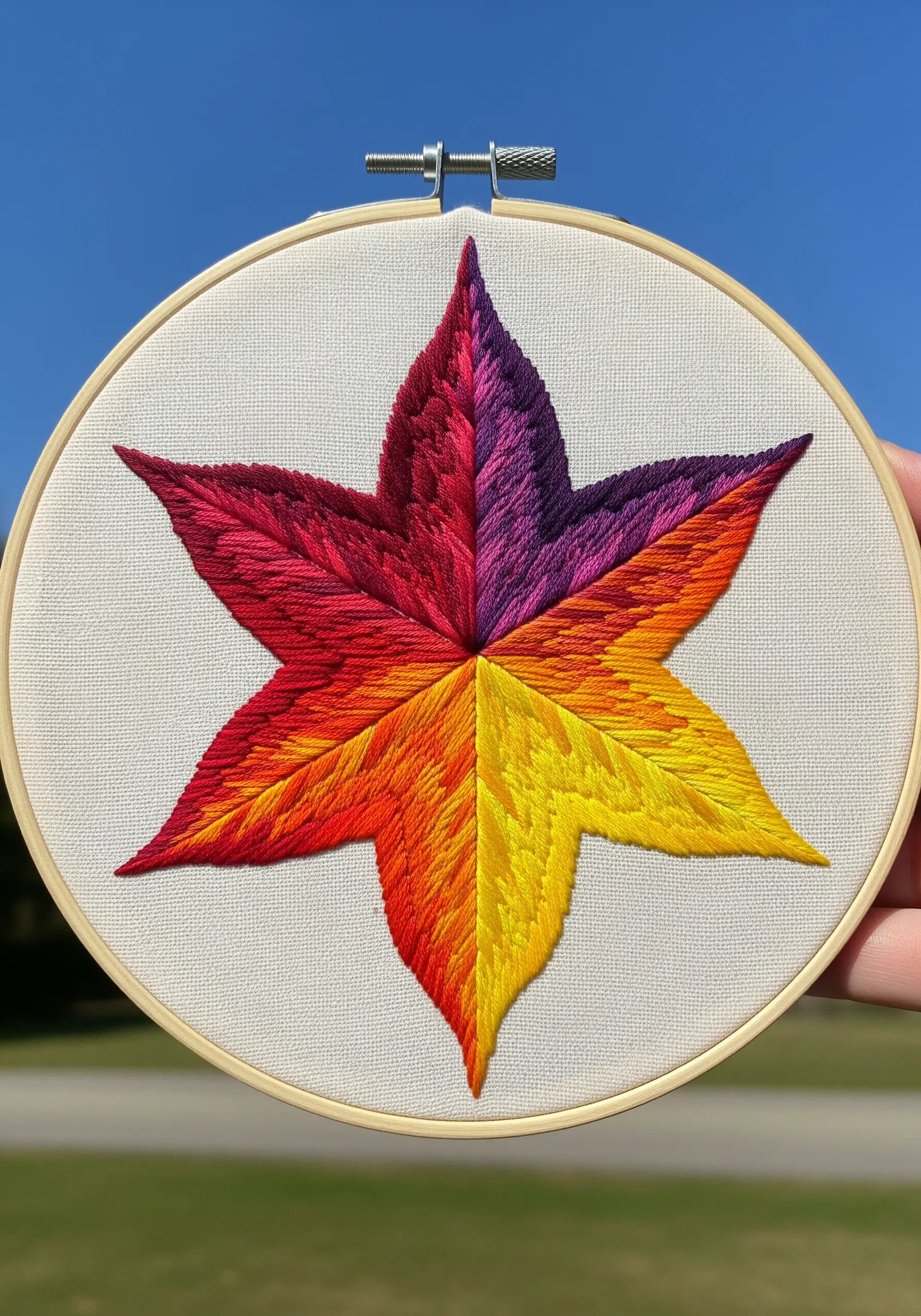 A six-pointed leaf with each point showcasing a different color gradient.
