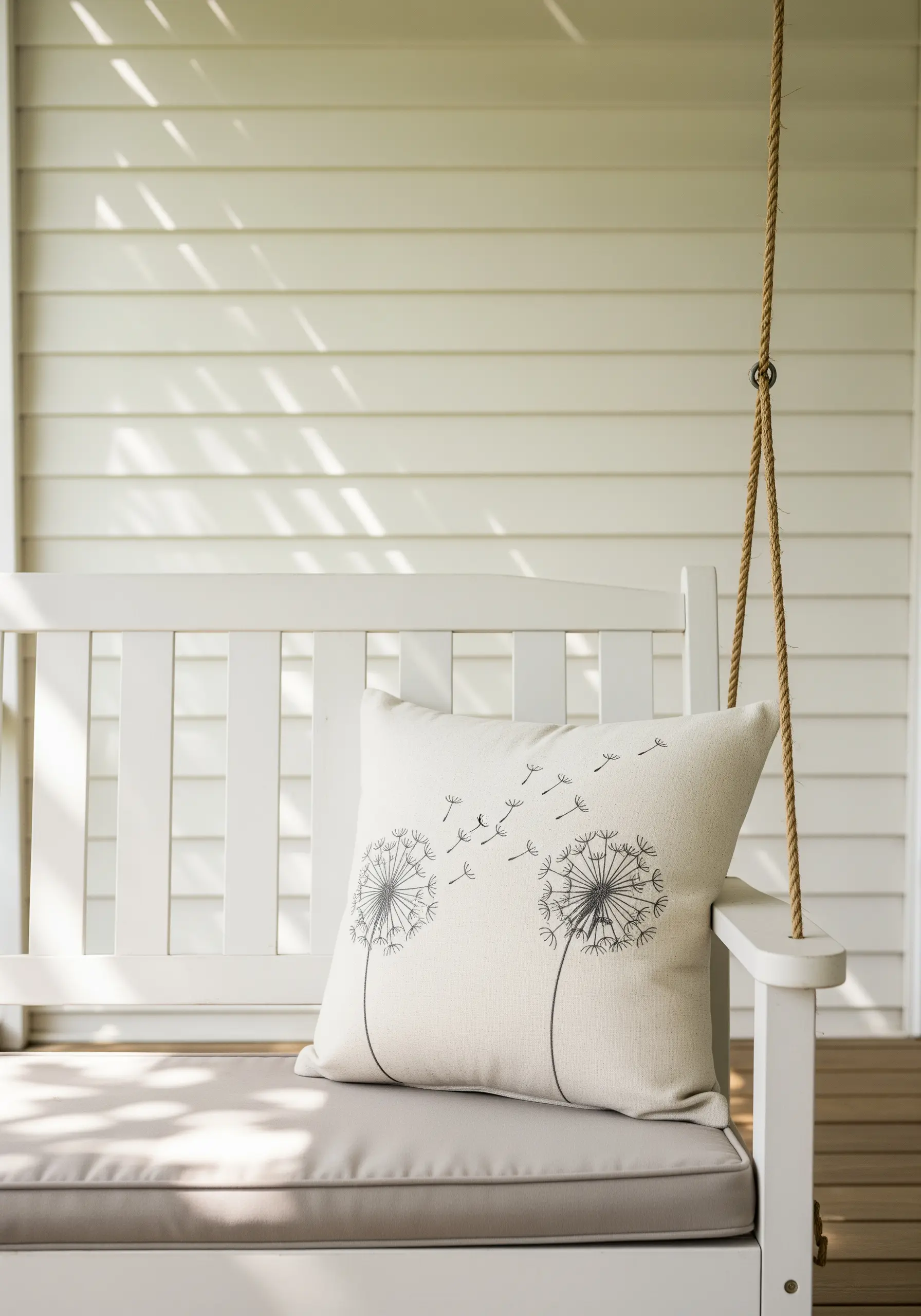 Delicate line art of dandelions with seeds blowing in the wind.