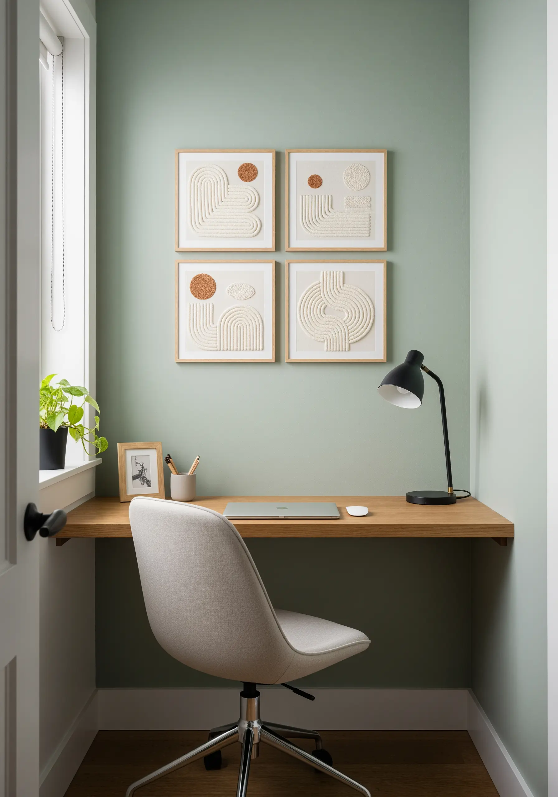 Four white-on-white embroidery pieces with abstract shapes and dimensional stitches.