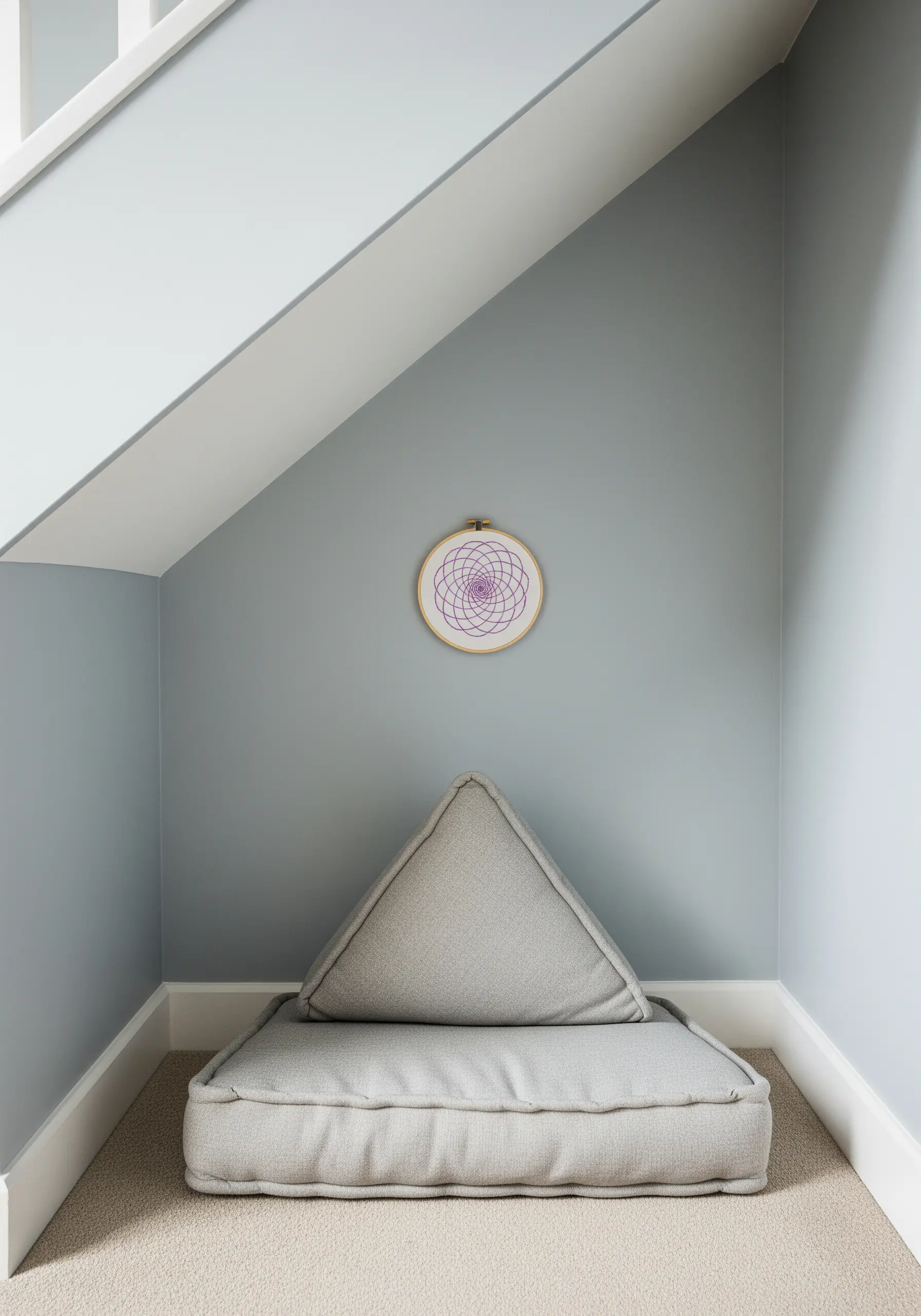 A spiral mandala in purple and pink, resembling a spirograph drawing.