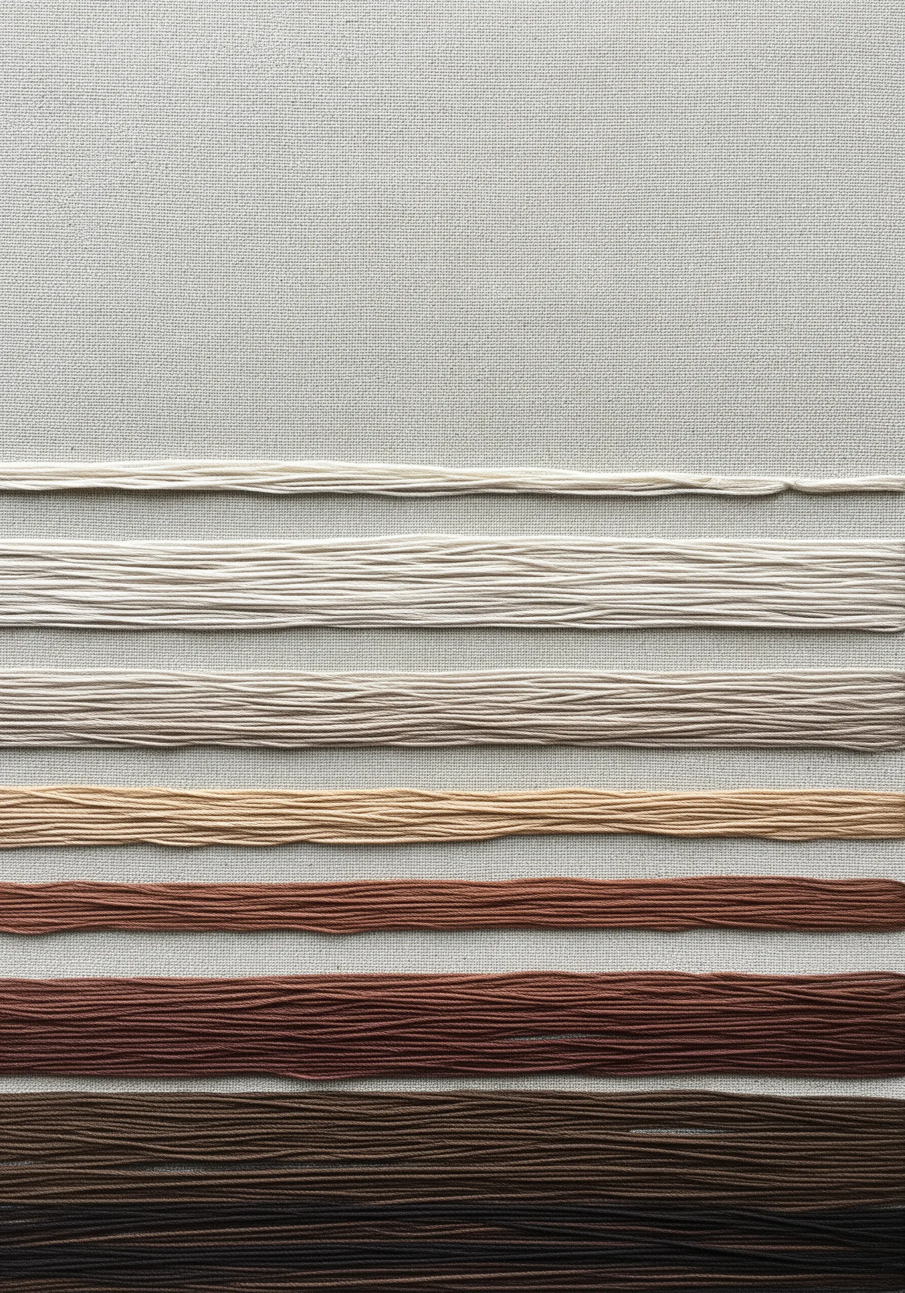Horizontal bars of embroidery floss showing a smooth gradient from off-white to dark brown.