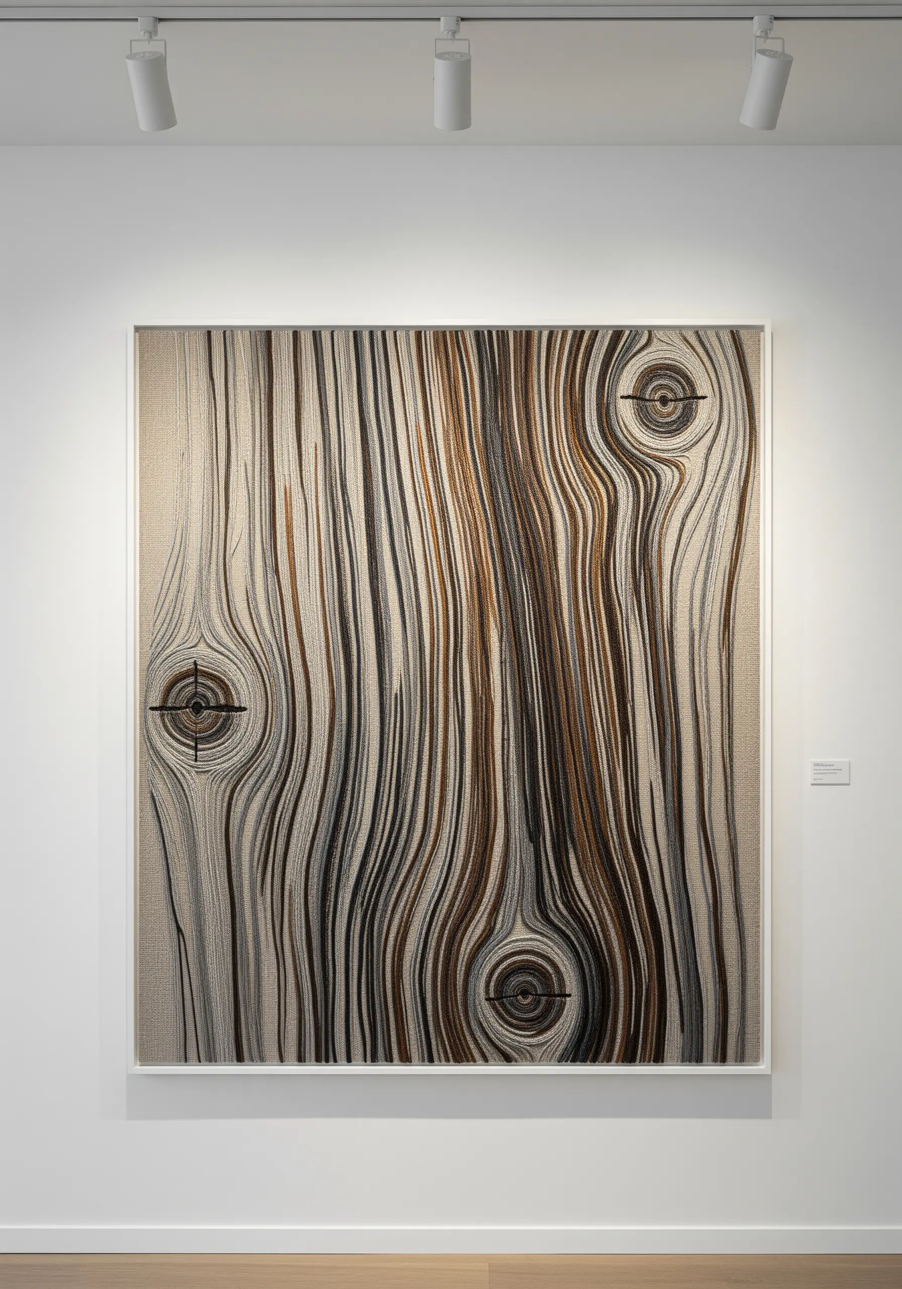 Large, detailed embroidery panel that perfectly mimics the grain of a wooden plank.