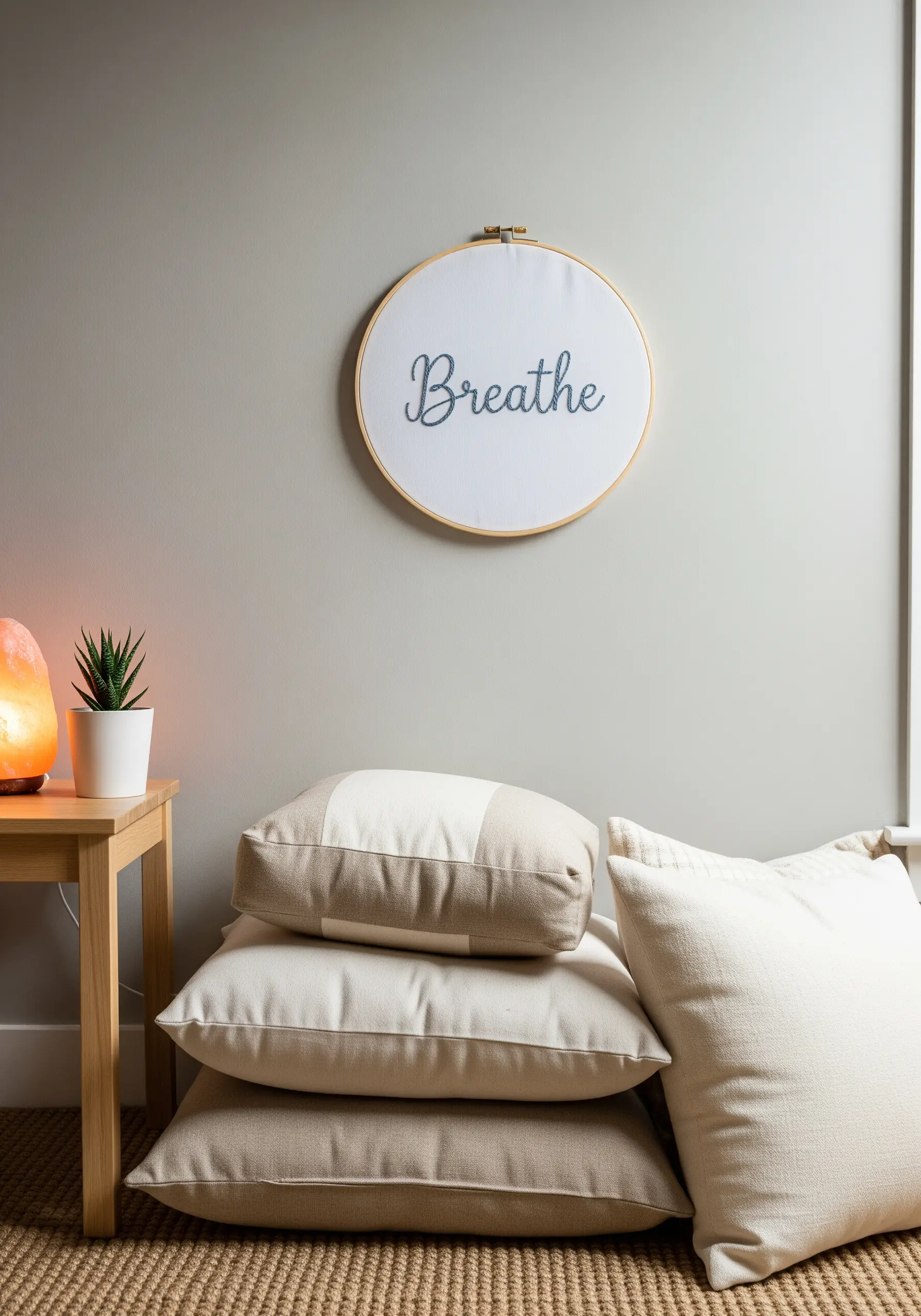 An embroidery hoop with the word