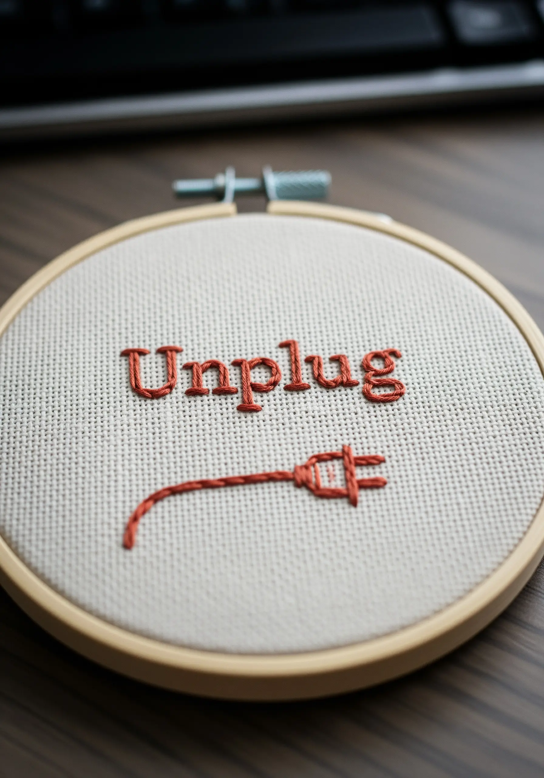 The word 'Unplug' with a continuous line forming a cord and plug icon.