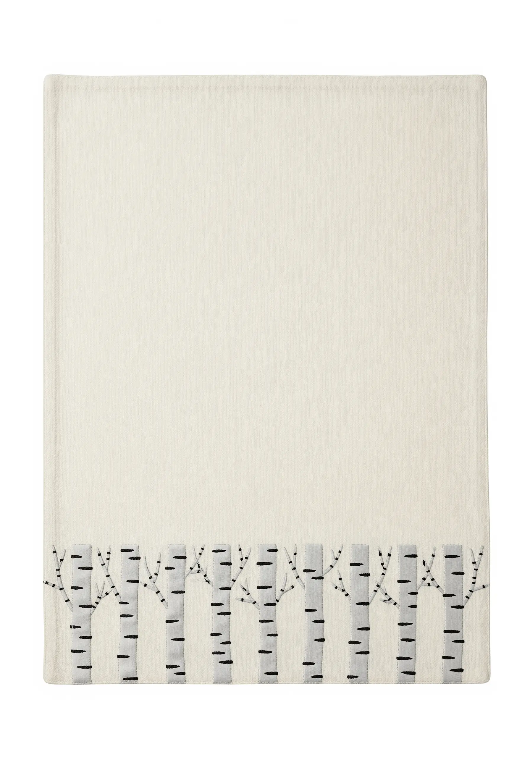 A border of birch trees created with appliqué and black accent embroidery.