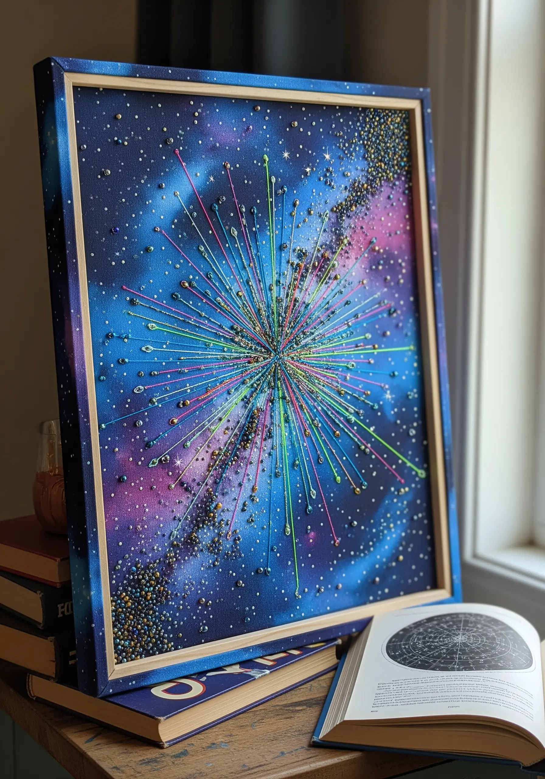 Set of two optical illusion string art frames