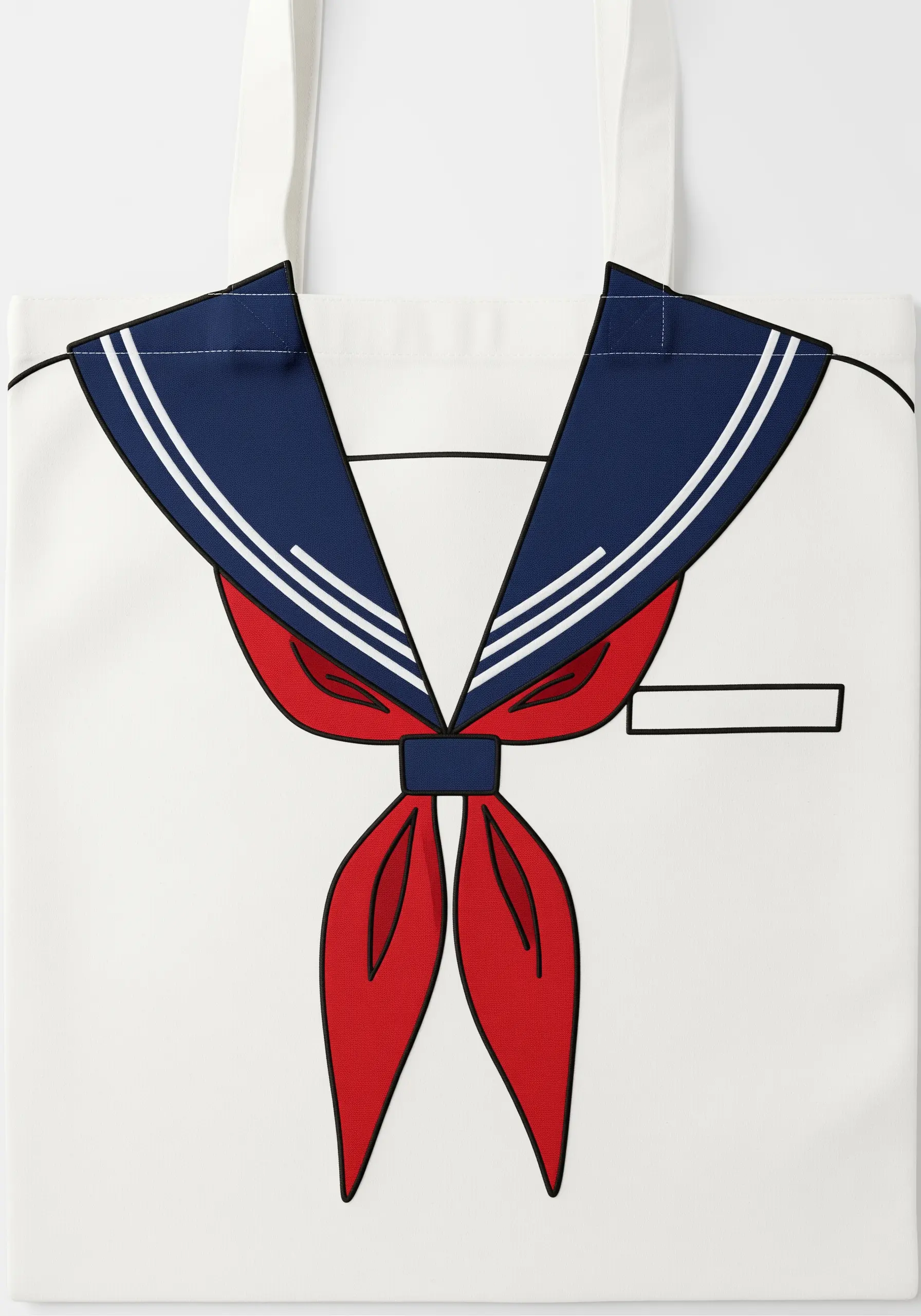 A Japanese sailor school uniform embroidered with clean lines and bold color blocking.