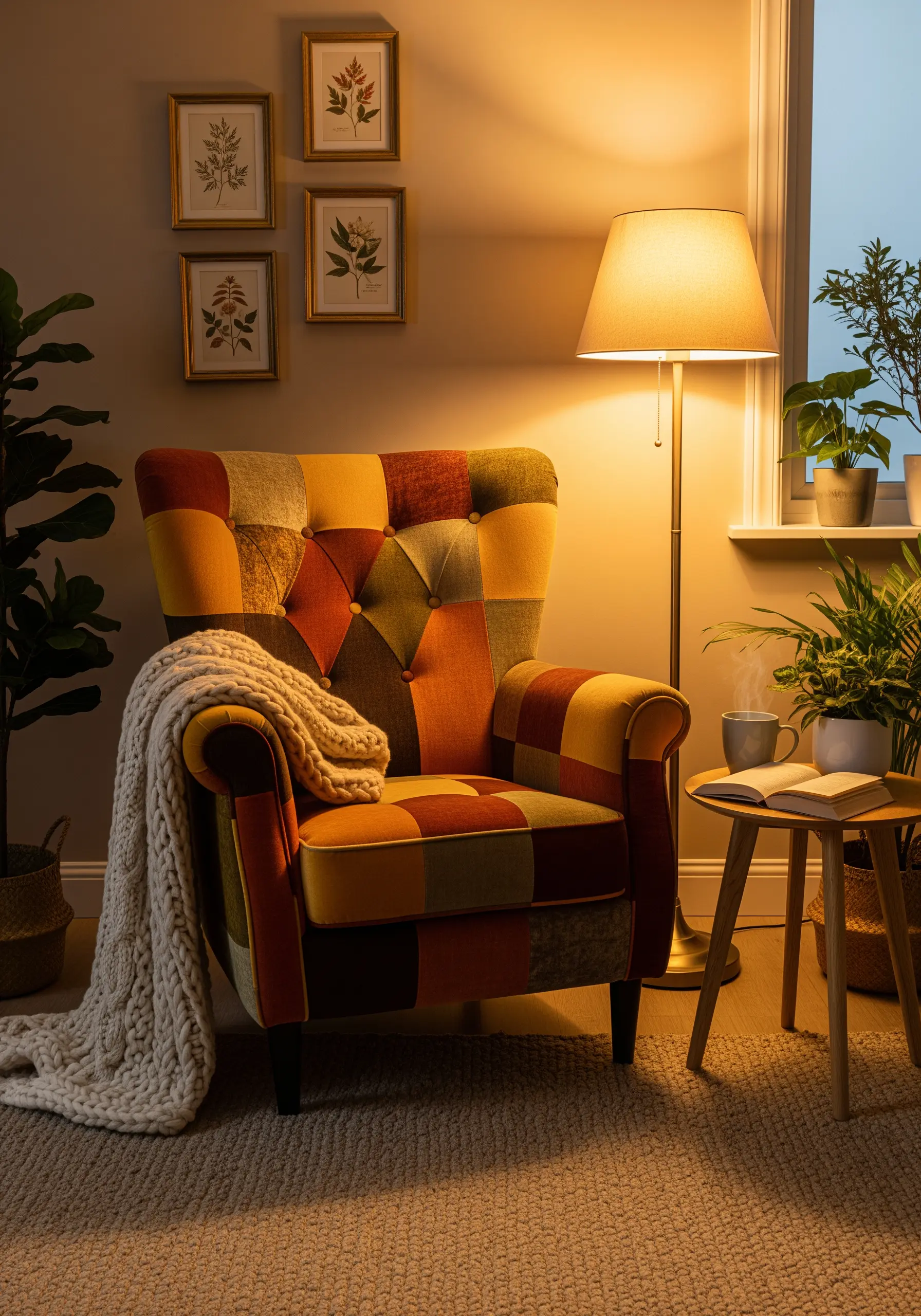 Patchwork repair on armchair upholstery