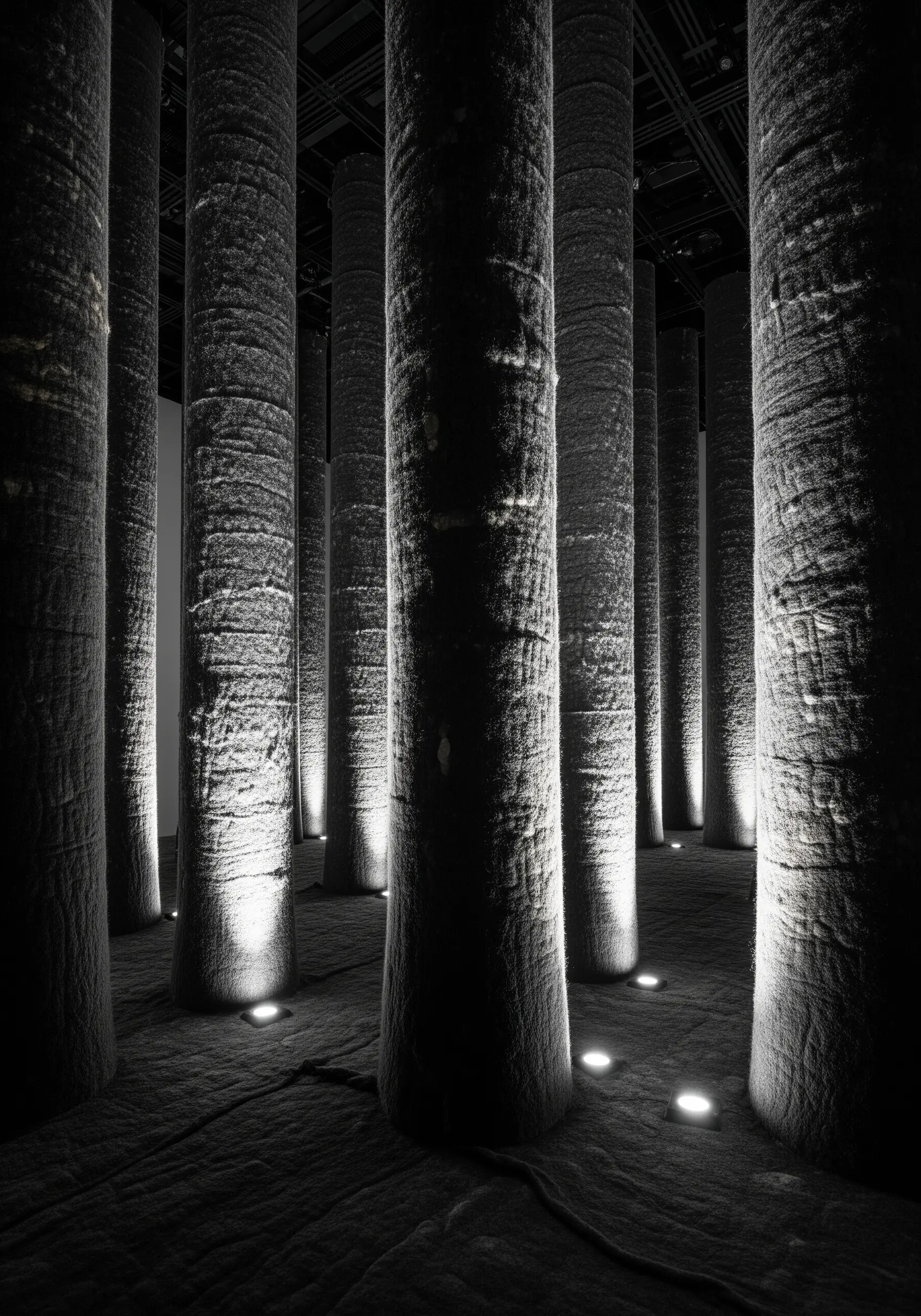 A close-up of Turkey work trimmed to different heights to create texture.