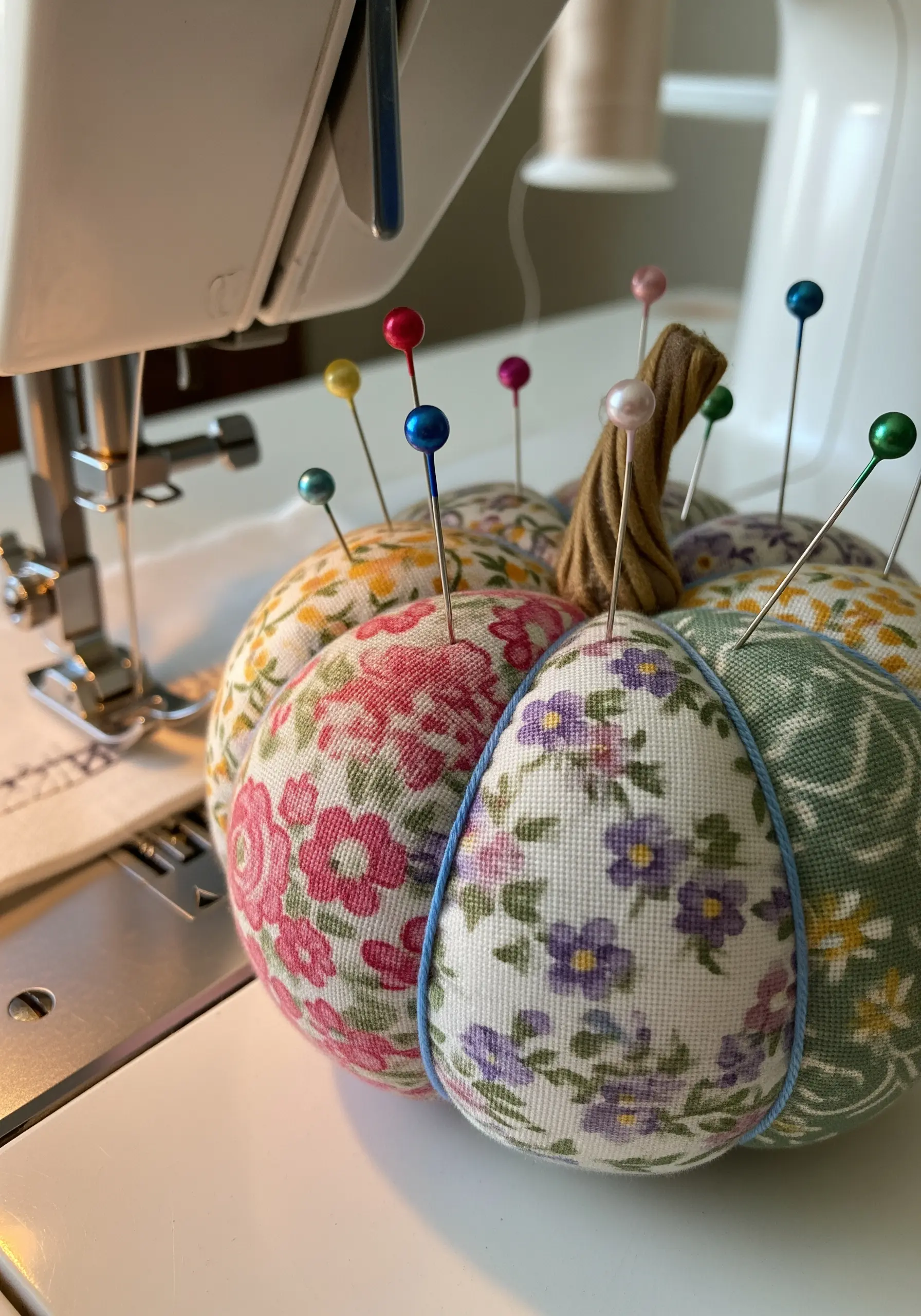 Pumpkin shaped patchwork pincushion