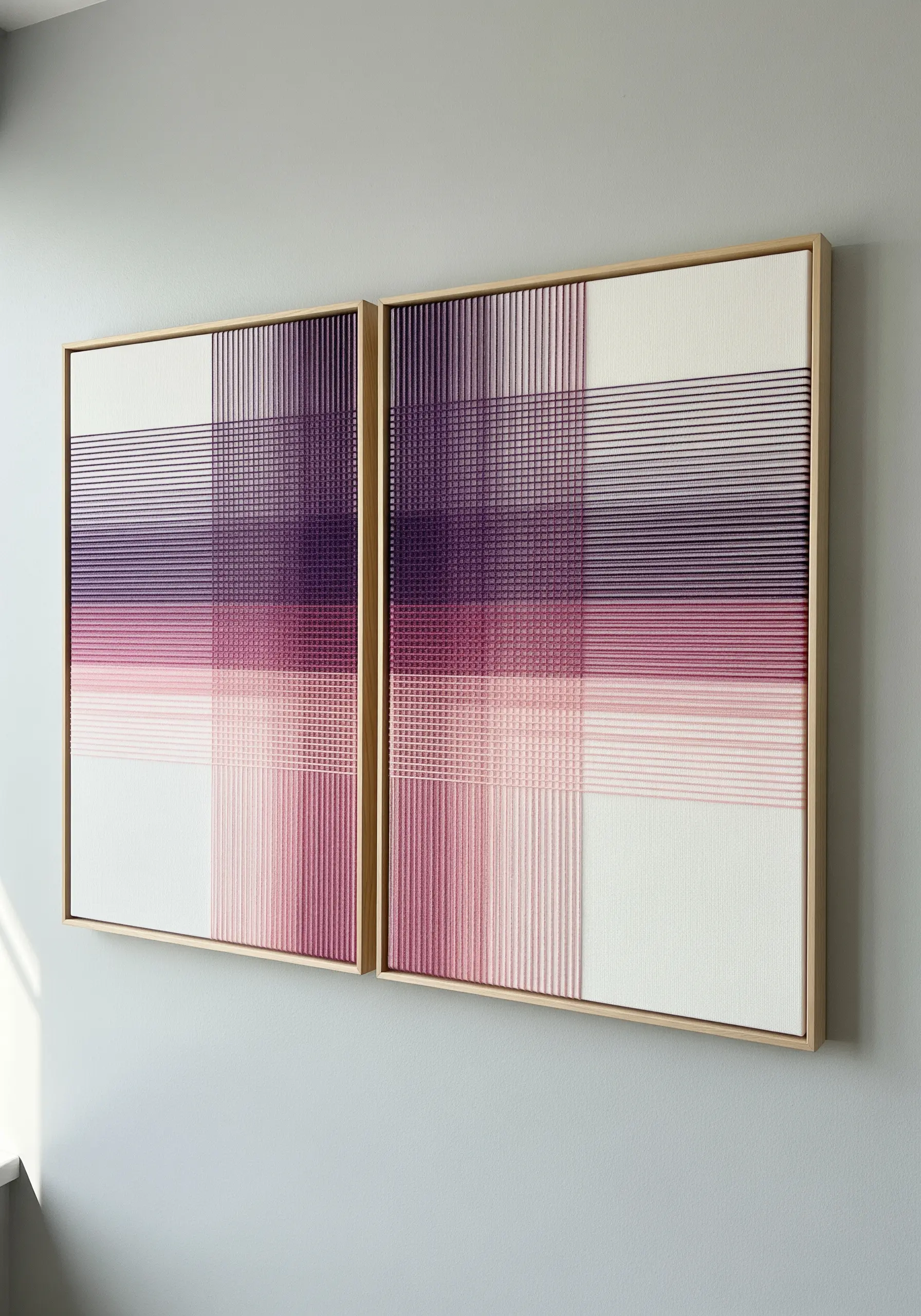 Abstract geometric string art with purple and pink layers